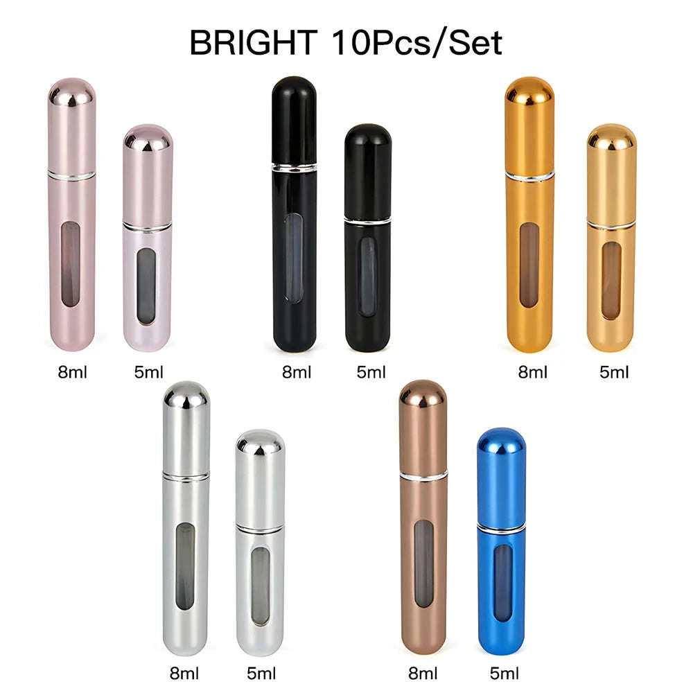 Mini Refillable Spray Container Portable Travel Atomizer-5 And 8ML 1Set-10PCS