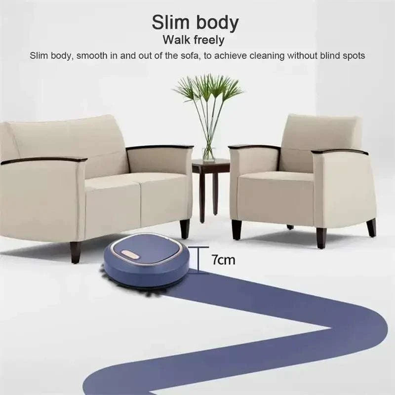 Mini Robot Vacuum Cleaner 3-in-1 Sweep Mop Quiet Cleaning-Black
