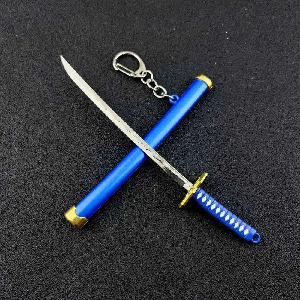Mini Roronoa Zoro Samurai Sword Keychain-K769-blue