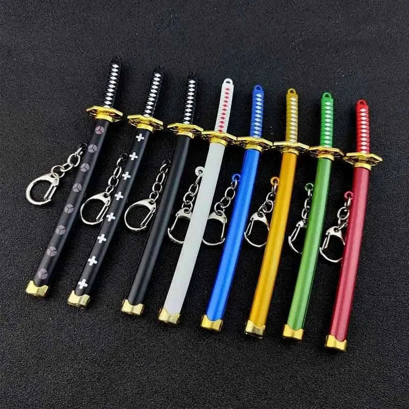 Mini Roronoa Zoro Samurai Sword Keychain-K769-blue