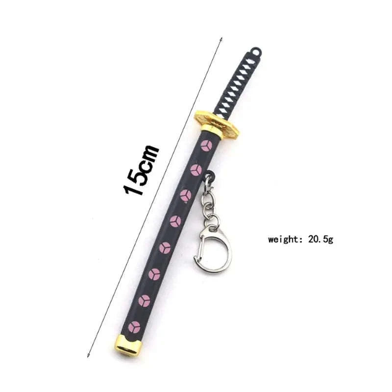 Mini Roronoa Zoro Samurai Sword Keychain-K769-blue