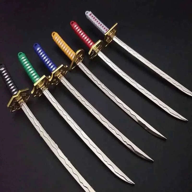 Mini Roronoa Zoro Samurai Sword Keychain-K769-blue