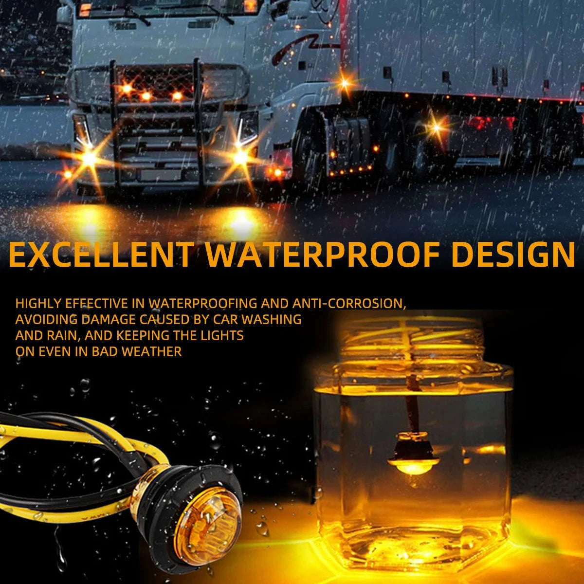 Mini Round LED Side Marker Light 12-24V for Truck Trailer Auto-Blue / 10PCS