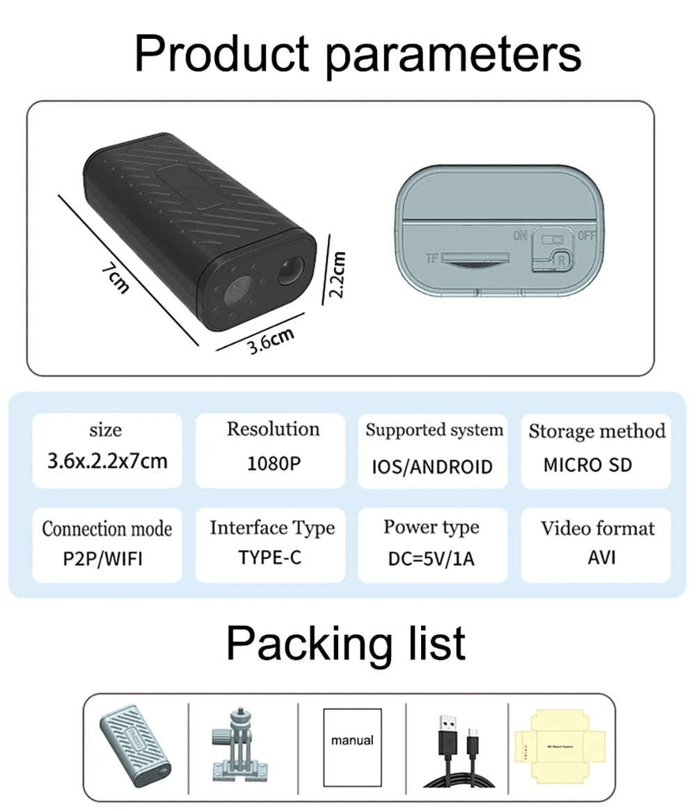 Mini Smart Home Security Camera with Wireless Remote View-black / Only camera