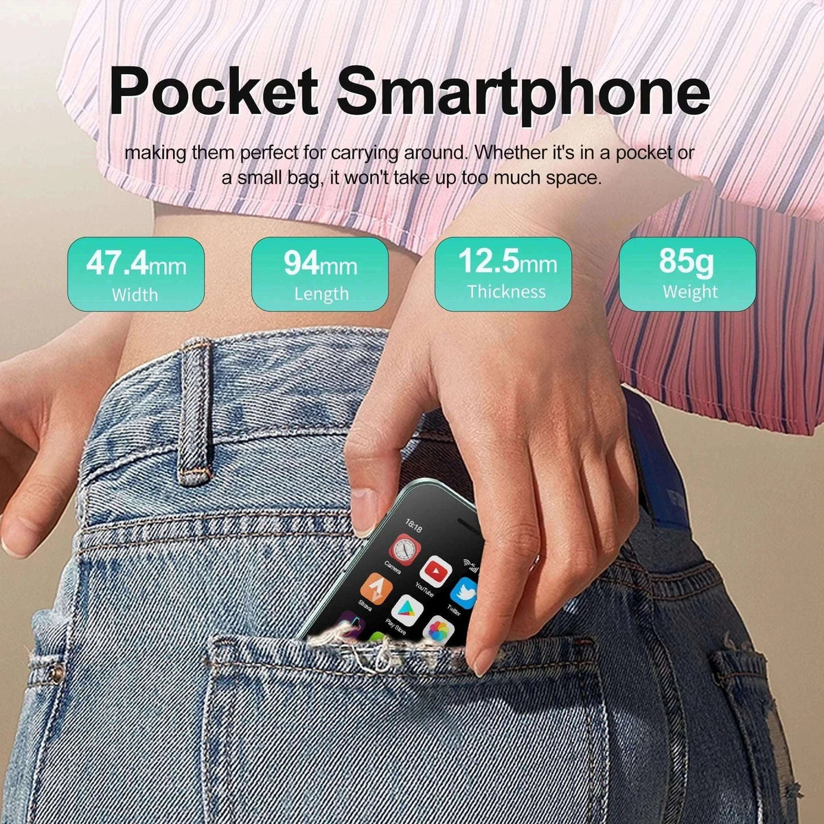 Mini Smartphone 3.0" HD Display, Dual SIM, 4G LTE-PURPLE / 16g / 4G LTE Cellular|2 G