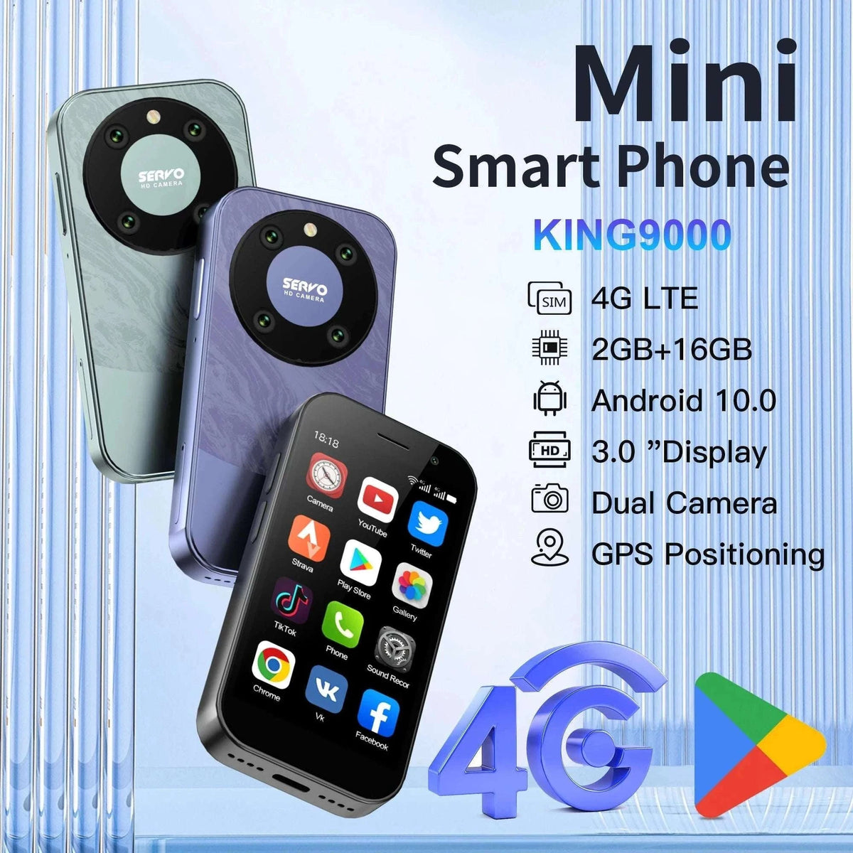 Mini Smartphone 3.0" HD Display, Dual SIM, 4G LTE-PURPLE / 16g / 4G LTE Cellular|2 G