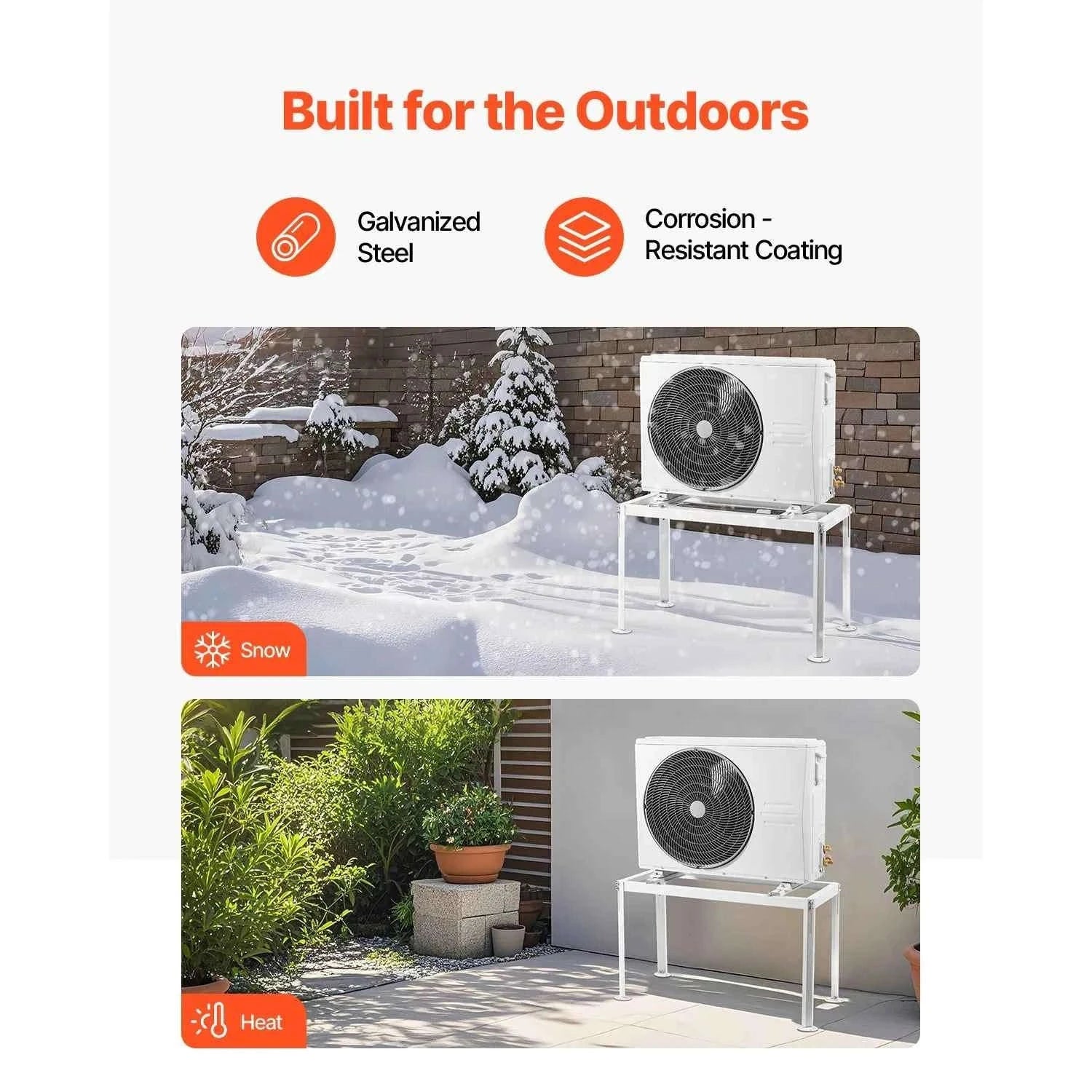 Mini Split Ground Stand Adjustable Anti-Vibration Stand for 9000-36000 BTU Outdoor Units-39.4x19x16inch / 8 inch / Poland