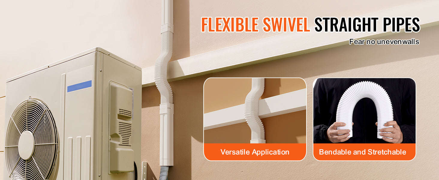 Mini Split Line Set Cover PVC Decorative Pipe Cover for Air Conditioner-9FT / United States