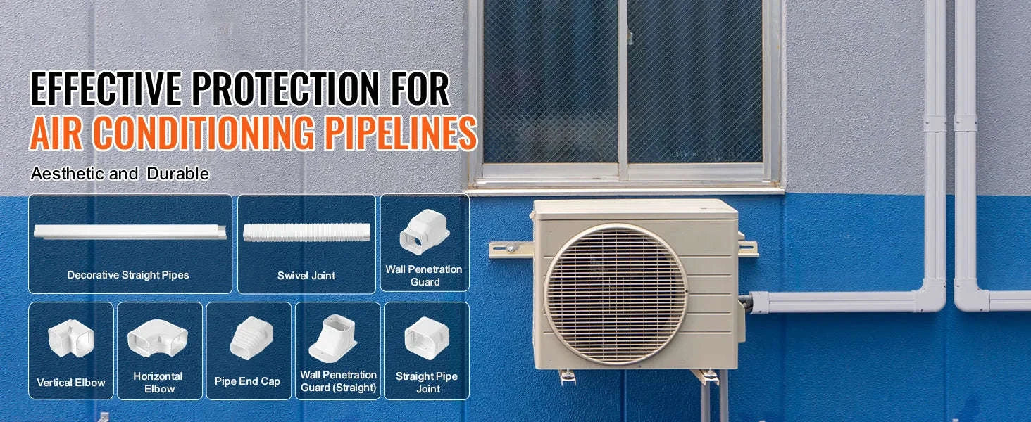Mini Split Line Set Cover PVC Decorative Pipe Cover for Air Conditioner-9FT / United States