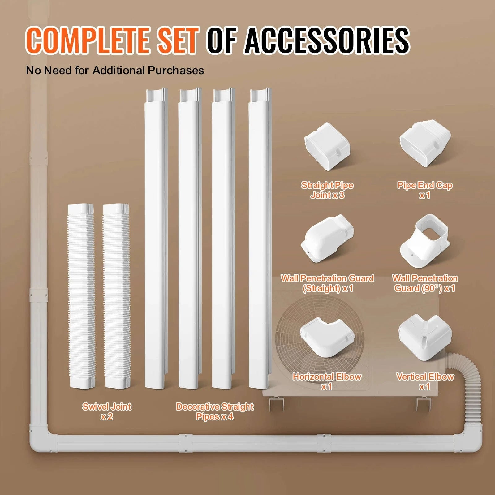 Mini Split Line Set Cover PVC Decorative Pipe Cover for Air Conditioner-9FT / United States