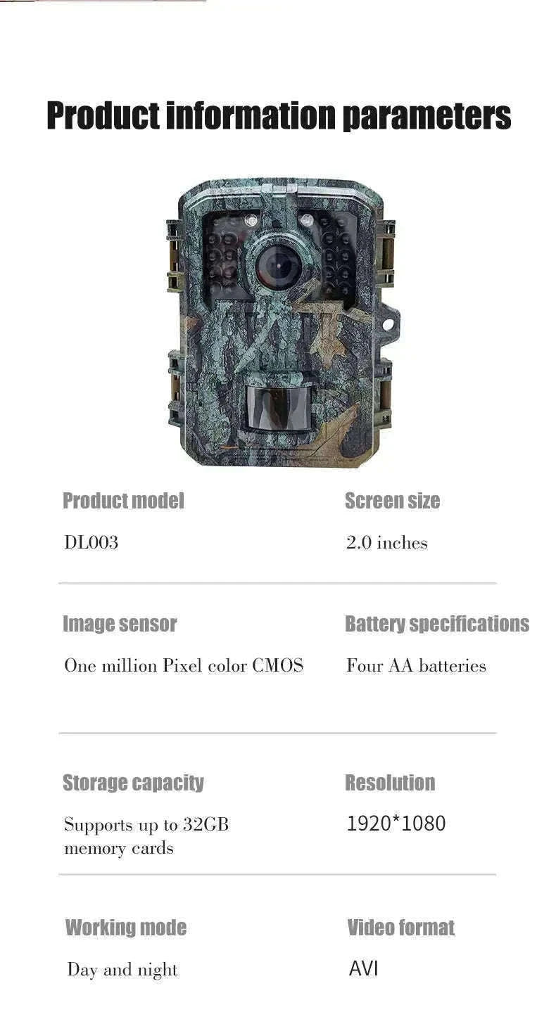 Mini Trail Camera 1080P Night Vision Wildlife Hunting Camera-DL003 None card