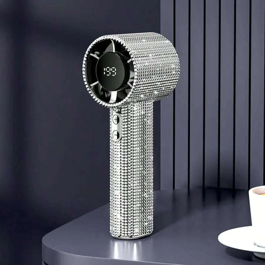 Mini USB-C Rechargeable Handheld Fan with Quiet Turbo Airflow-Gold / United States