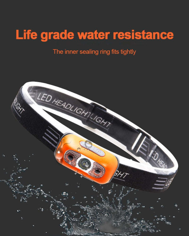 Mini USB Rechargeable Headlamp with Wave Sensor-orange 1PC / Headlamp