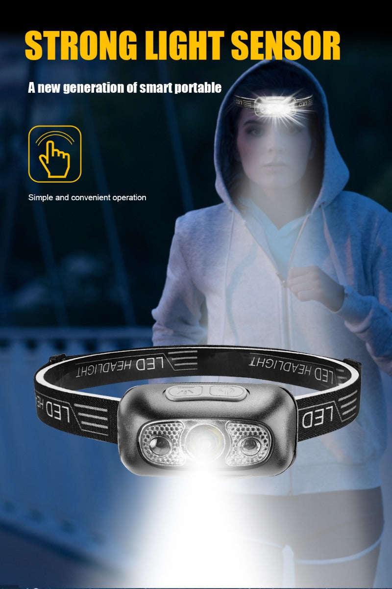 Mini USB Rechargeable Headlamp with Wave Sensor-orange 1PC / Headlamp