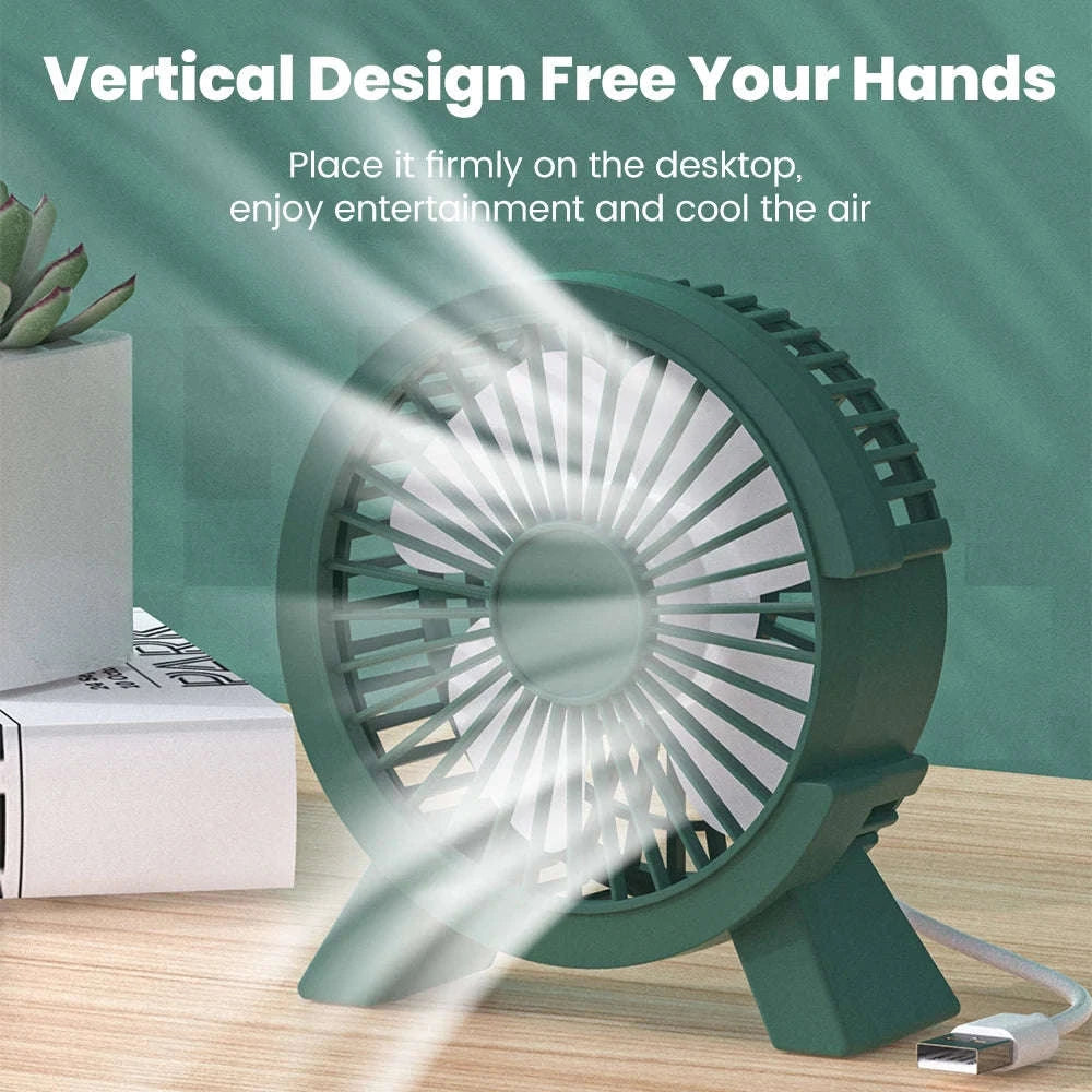 Mini USB Rechargeable Table Fan for Desk, Dorm, and Office-United States / WHITE