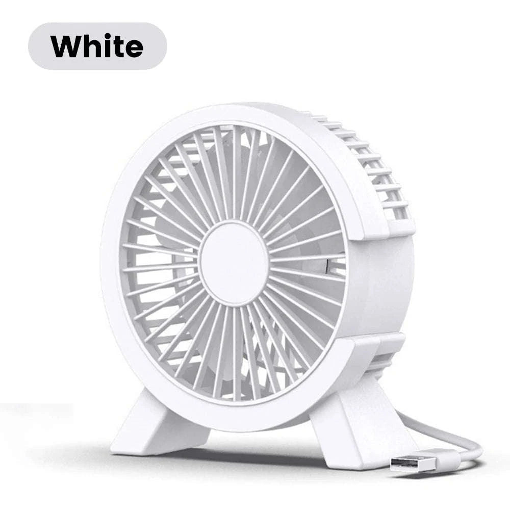 Mini USB Rechargeable Table Fan for Desk, Dorm, and Office-United States / WHITE