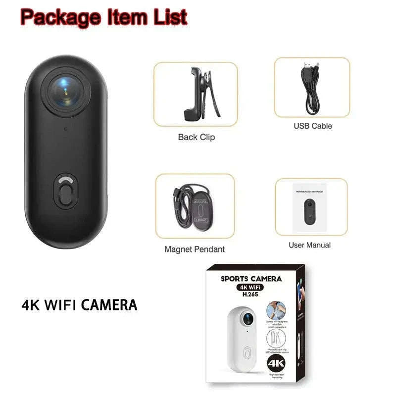 Mini Vlog Camera 4K Pocket Action Cam with WiFi-FHD 1080P (BK-Lite) / With 64G TF Card / CHINA