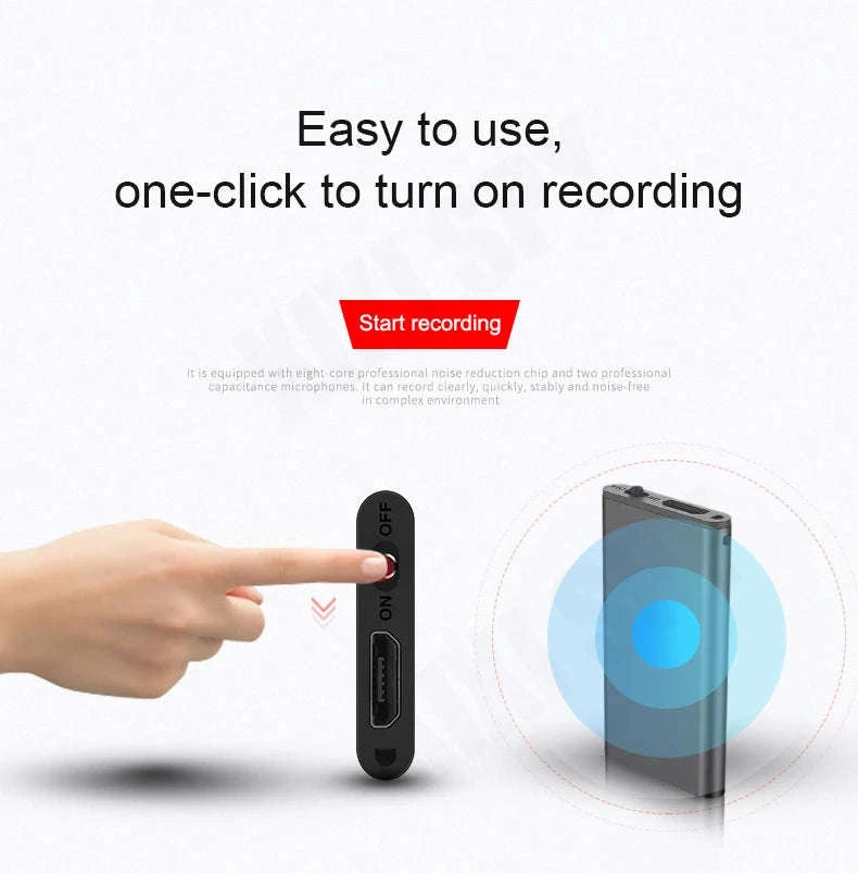 Mini Voice-Activated Digital Recorder with Magnetic Mount and USB-C-With Android OTG / China Mainland / 16 GB