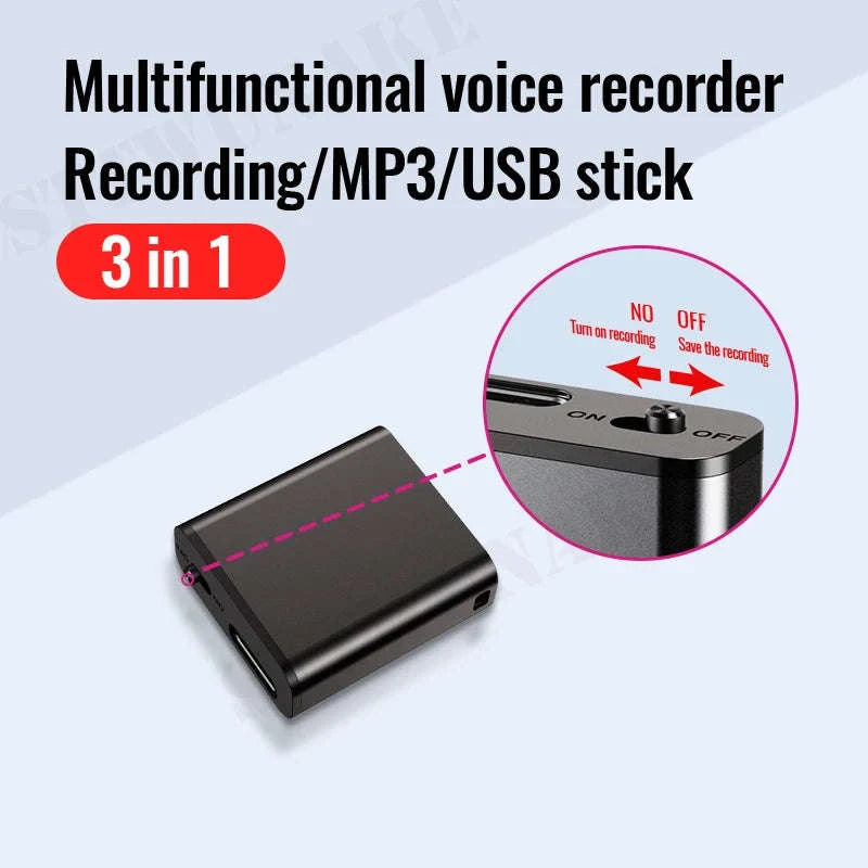 Mini Voice-Activated Digital Recorder with Magnetic Mount and USB-C-With Android OTG / China Mainland / 16 GB