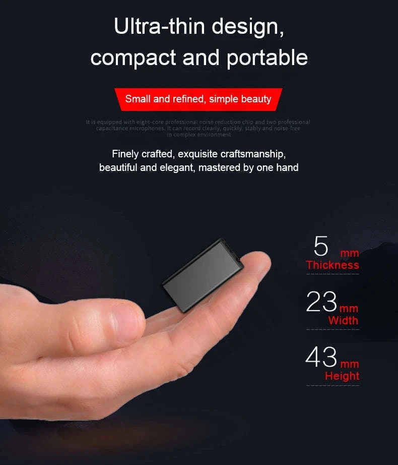 Mini Voice-Activated Digital Recorder with Magnetic Mount and USB-C-With Android OTG / China Mainland / 16 GB