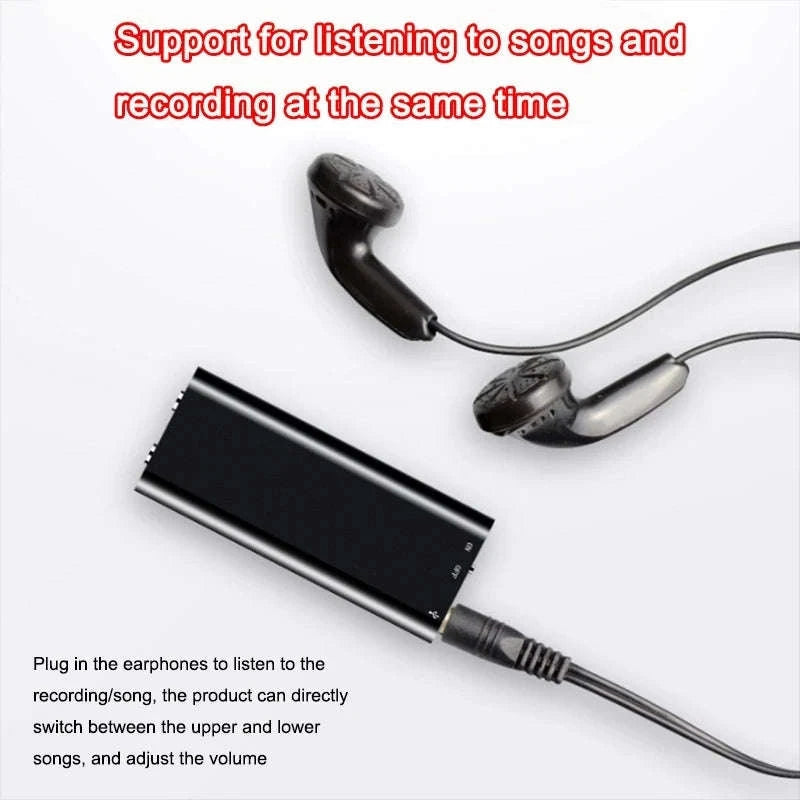 Mini Voice Activated Recorder 64GB Pocket Audio Dictaphone MP3-Black / 32 GB