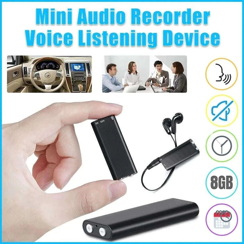 Mini Voice Activated Recorder 64GB Pocket Audio Dictaphone MP3-Black / 32 GB