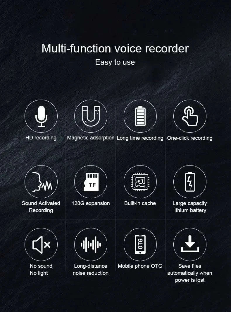 Mini Voice Activated Recorder with 500H Standby & Magnetic Mount-L1-Recorder / < 1GB