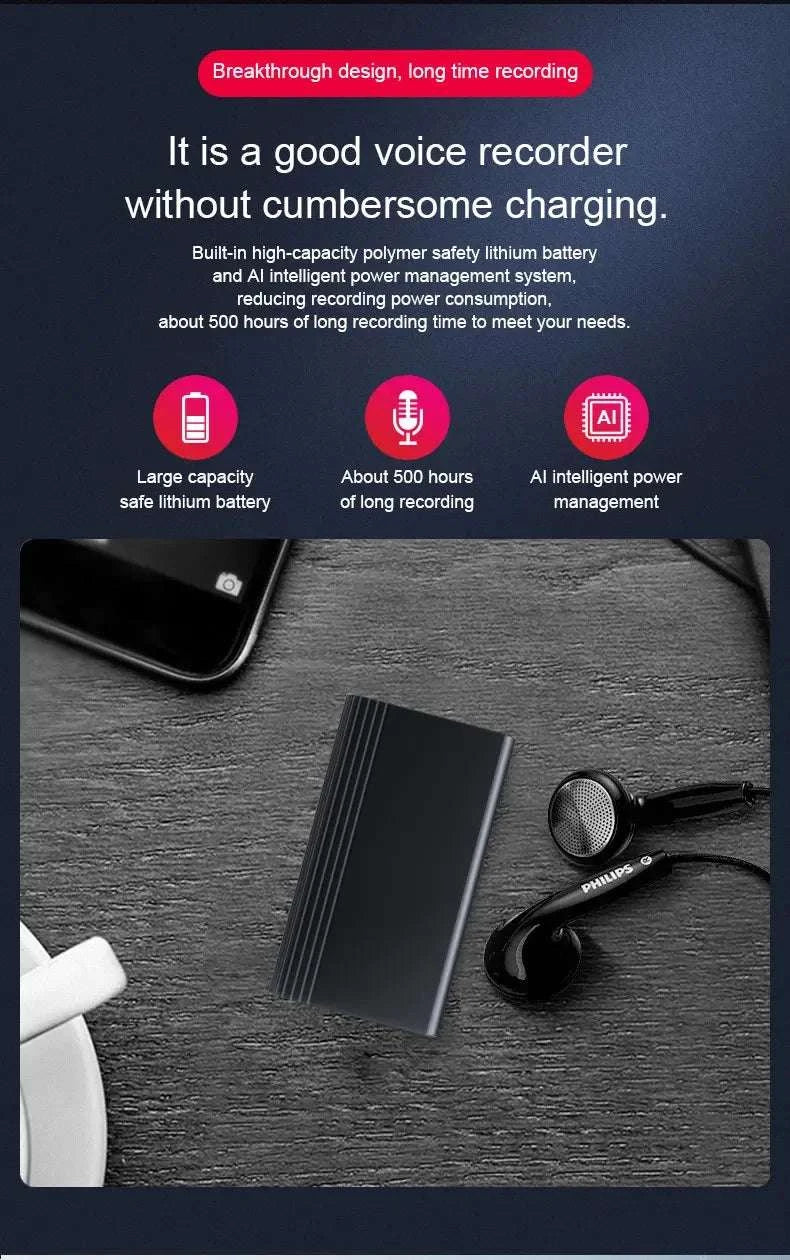 Mini Voice Activated Recorder with 500H Standby & Magnetic Mount-L1-Recorder / < 1GB
