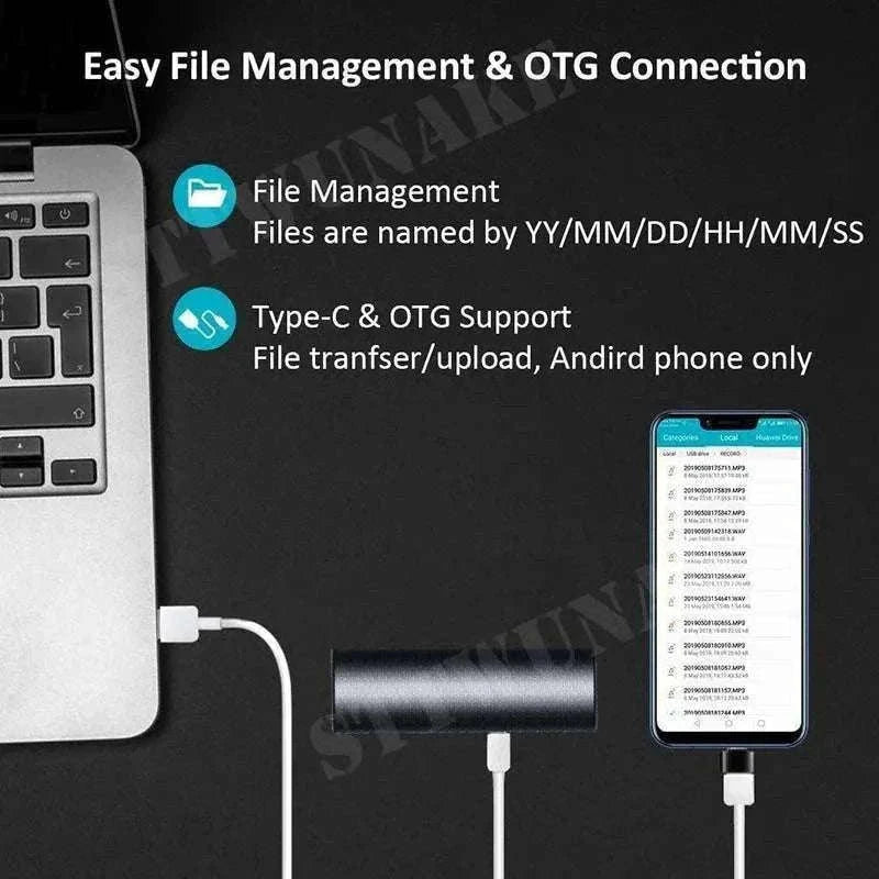 Mini Voice Activated Recorder with Magnet, 500H Recording & 365-Day Standby-with Android OTG / 64 GB