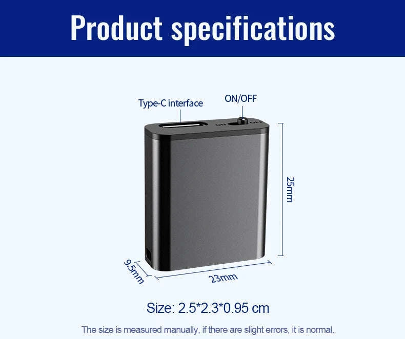 Mini Voice Activated Recorder With Magnetic Body And Simple One-Touch Recording-iPhone OTG / China Mainland / 8 GB