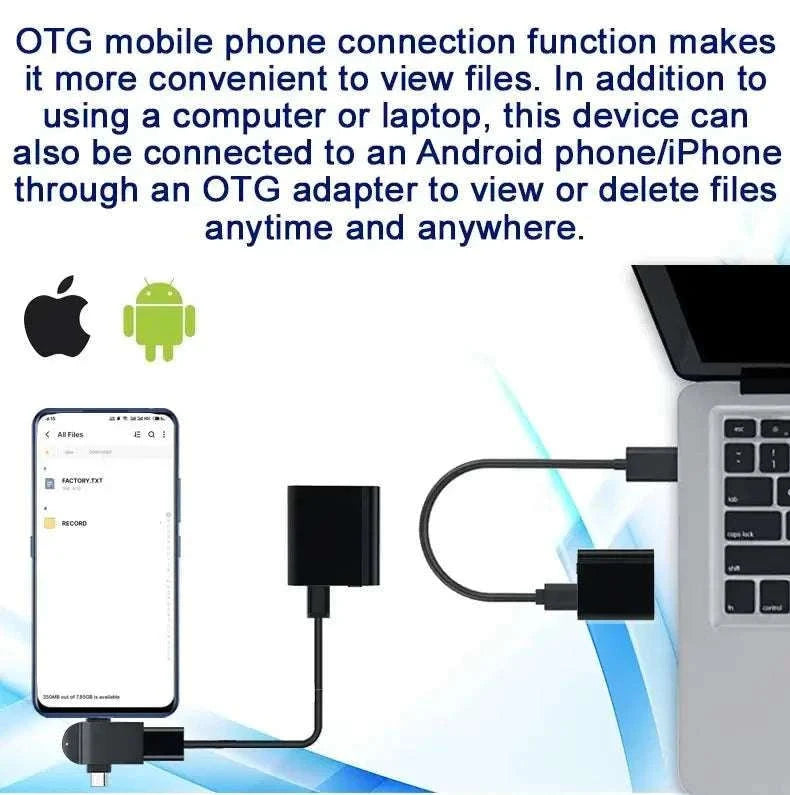 Mini Voice Activated Recorder with OTG Phone Connection & Magnet-with iPhone OTG / 32 GB