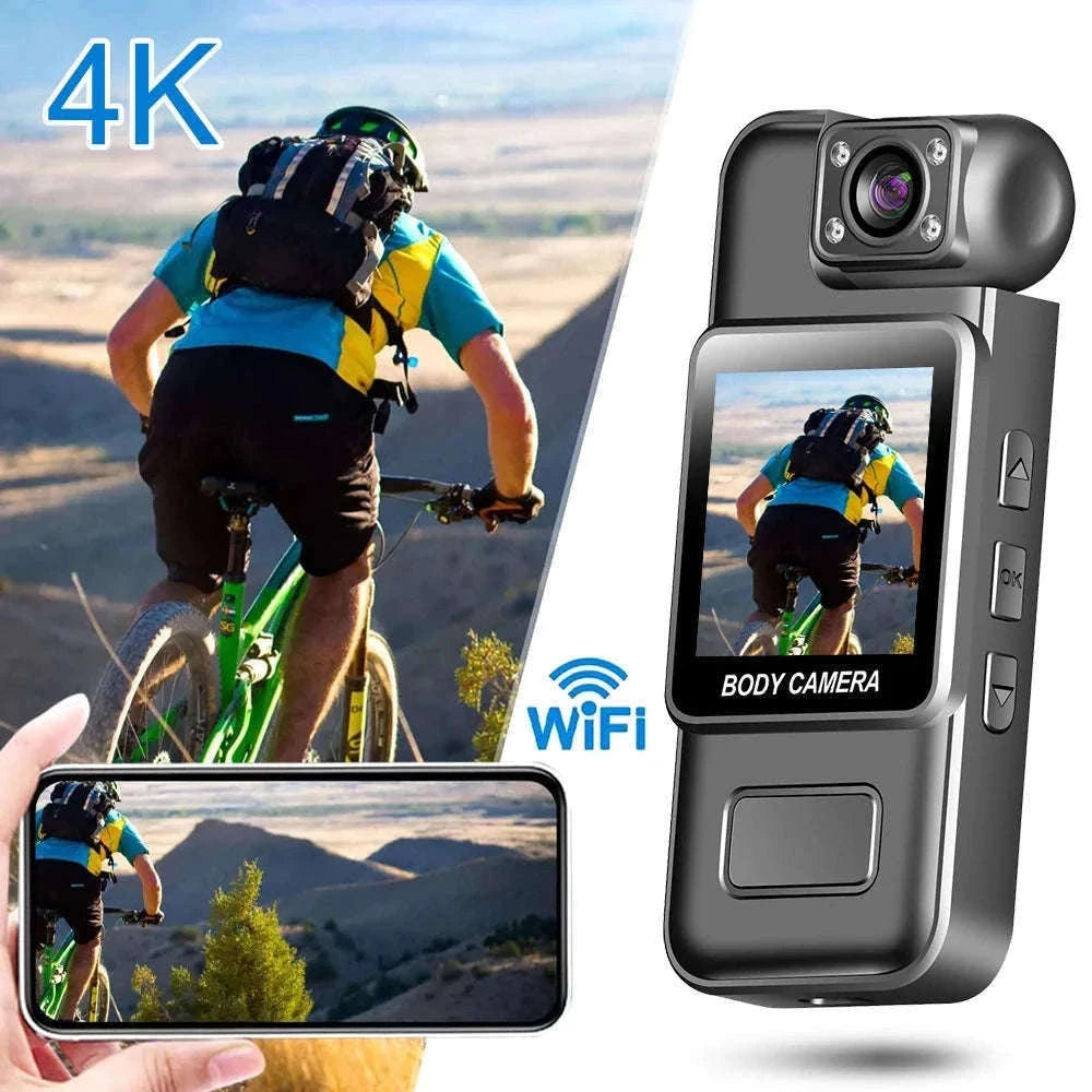 Mini WiFi Body Camera 4K/1080P with Night Vision & 8H Battery-No WiFi / Add 16GB Card