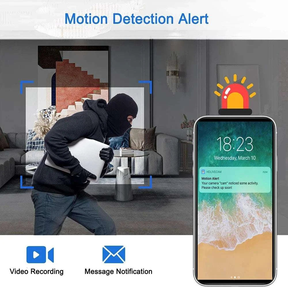 Mini WiFi Camera 1080P HD Wireless Remote View Security Cam-90 degree lens / Add 128GB / China Mainland