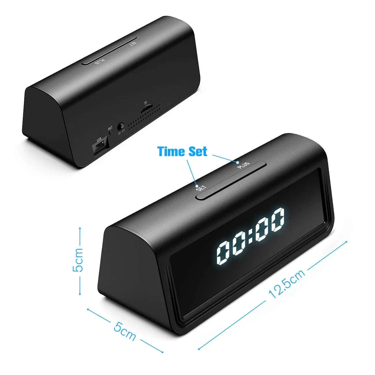 Mini WiFi Clock Camera 4K Hidden Home Security Recorder-US PLUS / with 128GB card