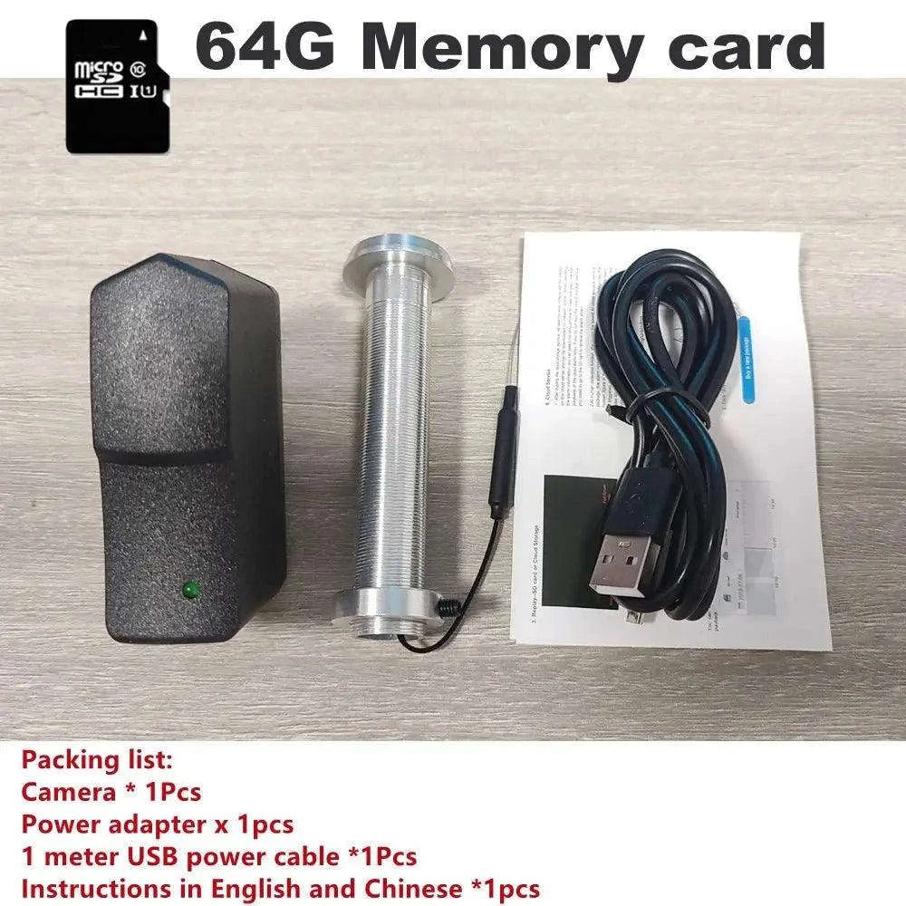 Mini WiFi Door Camera – Compact Full HD Peephole Security with Night Vision-black 128G / UK Plug