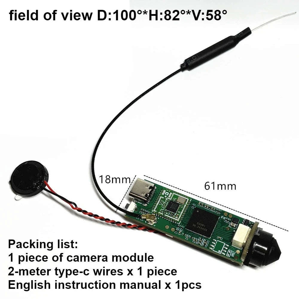 Mini WiFi P2P Camera Module with 3MP Clarity and Two‑Way Audio-3.7mm Pin hole lens / US Plug