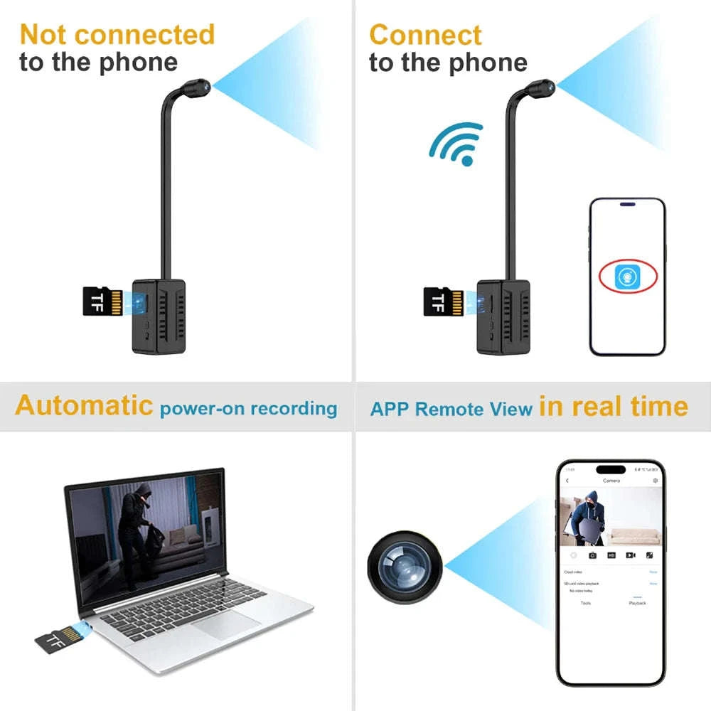 Mini WiFi Security Camera 1080P HD with Motion Detection Alerts-Black