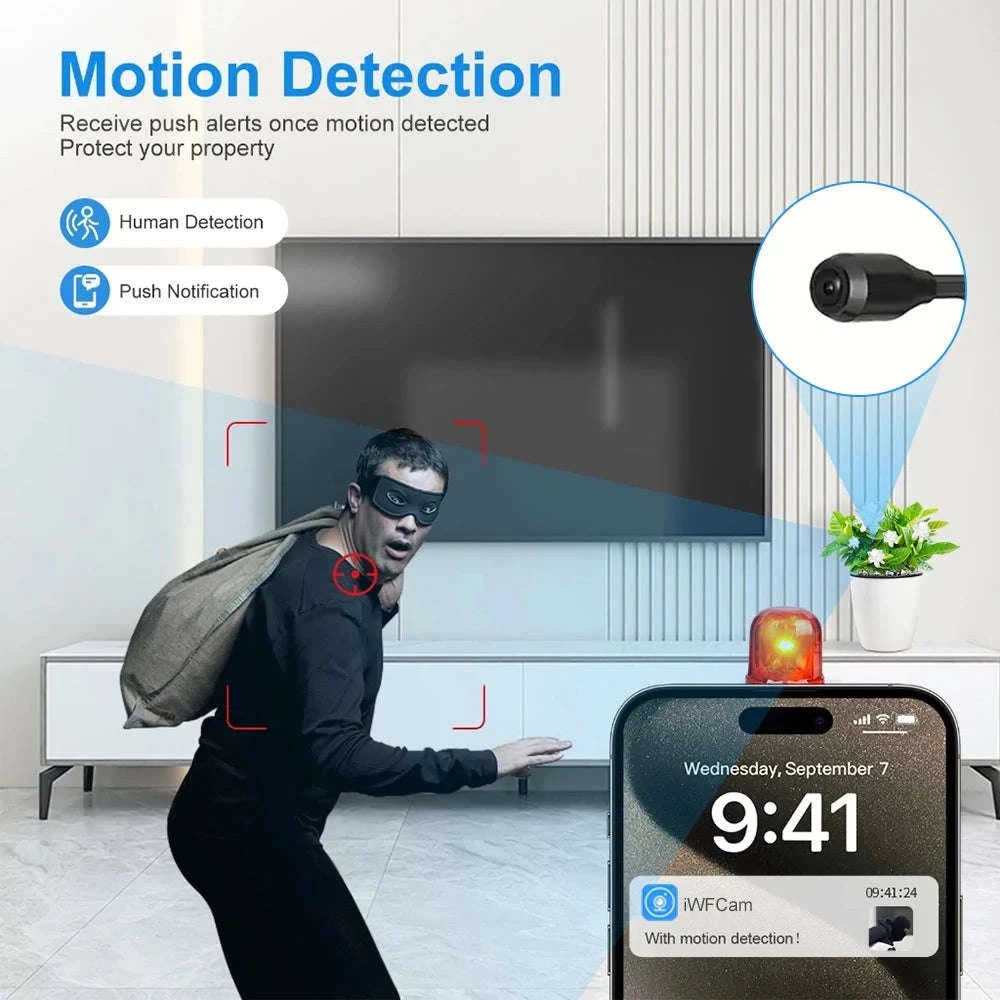 Mini WiFi Security Camera 1080P HD with Motion Detection Alerts-Black