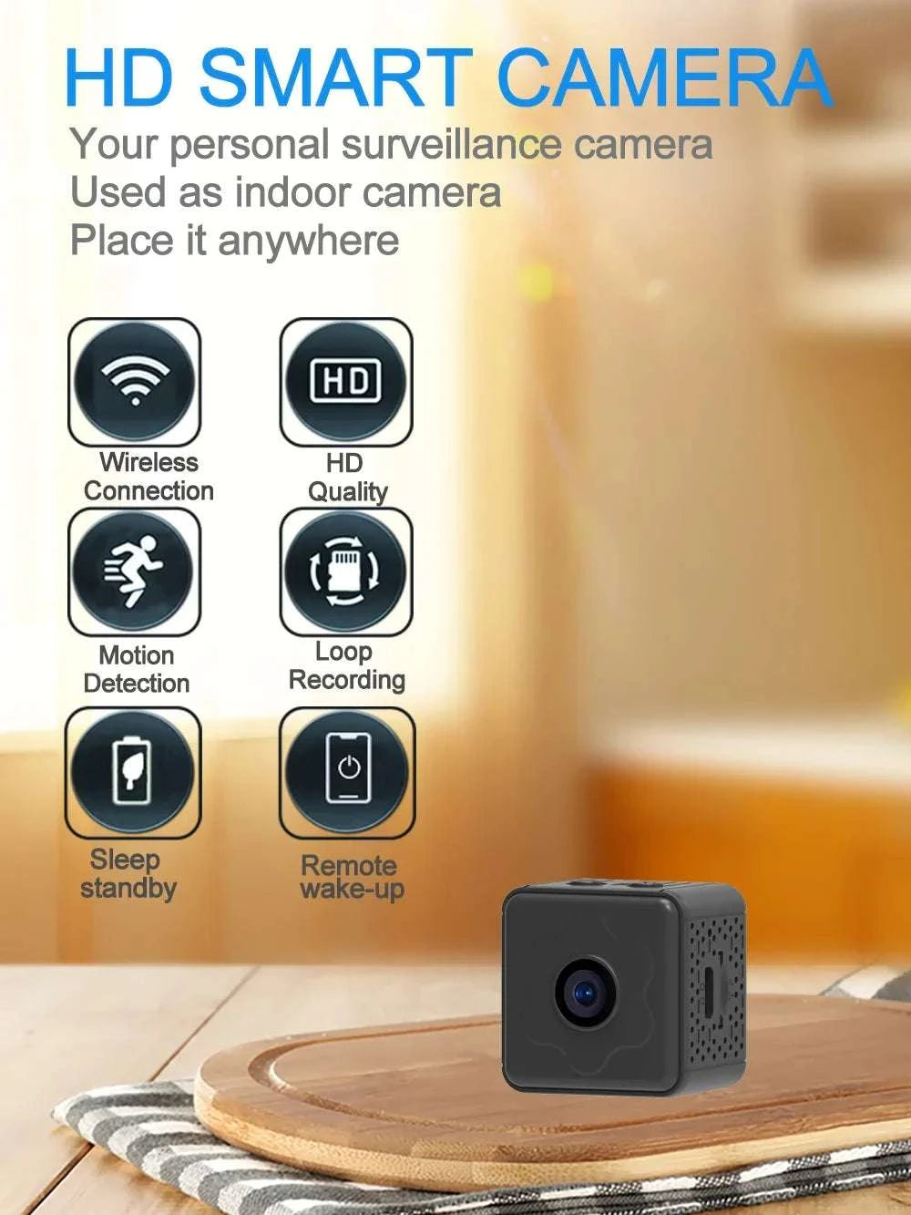 Mini WiFi Security Camera 1080P Remote Monitoring with Long Battery-black / Only camera