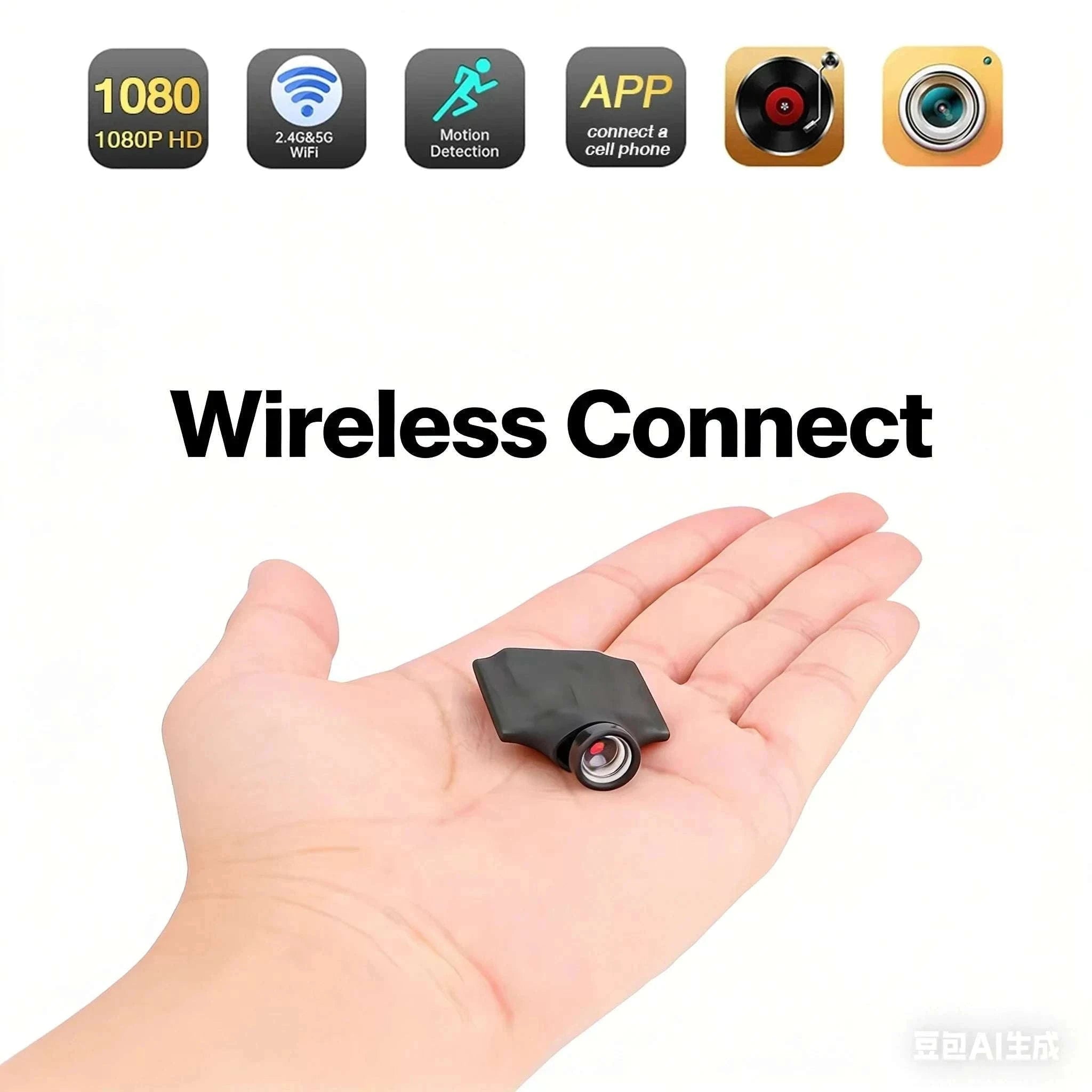 Mini WiFi Security Camera 1080P with Motion Detection Remote View-Black / ADD 32G Card