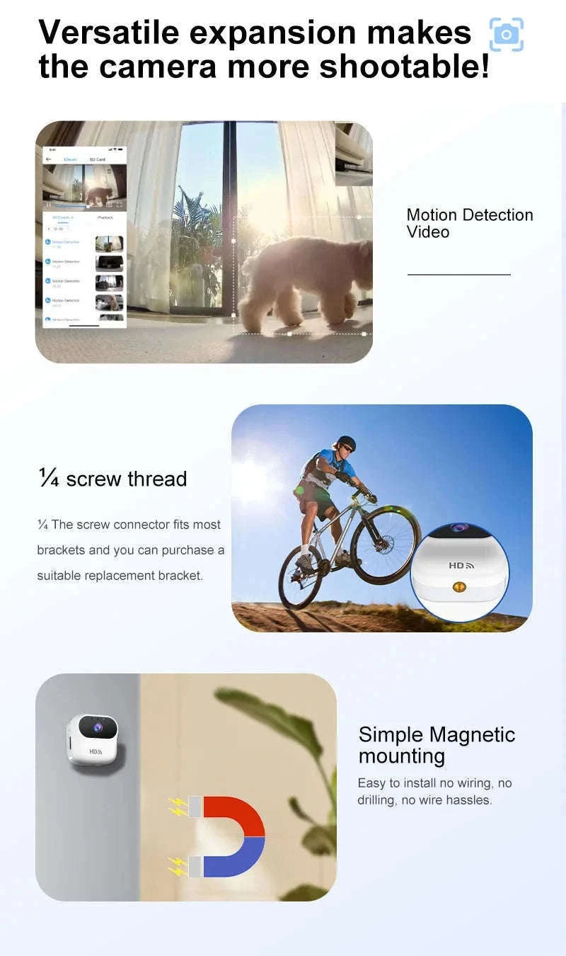 Mini WiFi Security Camera 1080P with Motion Detection & Remote View-Black / NO Card / China Mainland