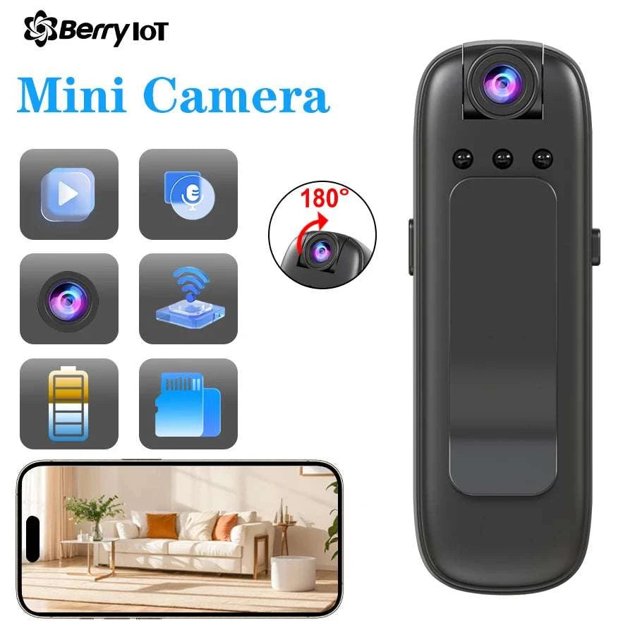Mini WiFi Security Camera 1080P with Night Vision & Alerts-Camera Add 8G Card