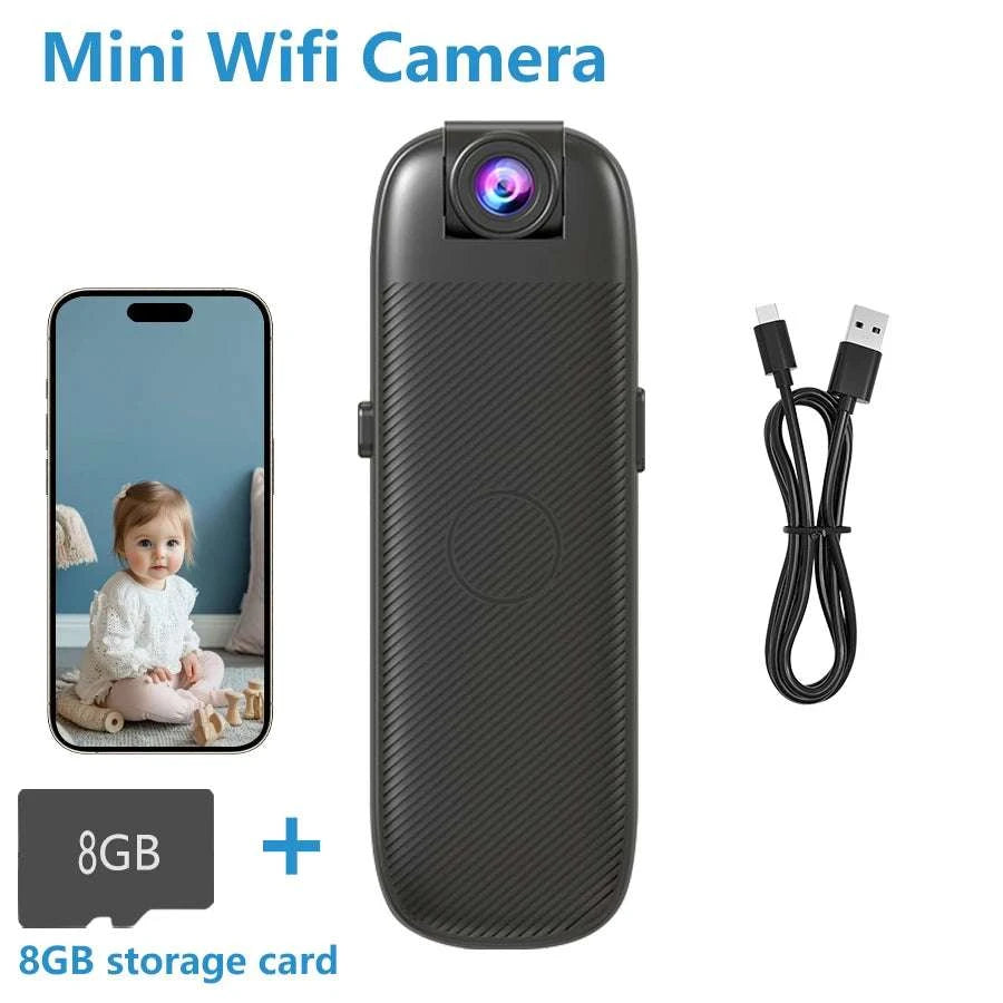 Mini WiFi Security Camera 1080P with Night Vision & Alerts-Camera Add 8G Card