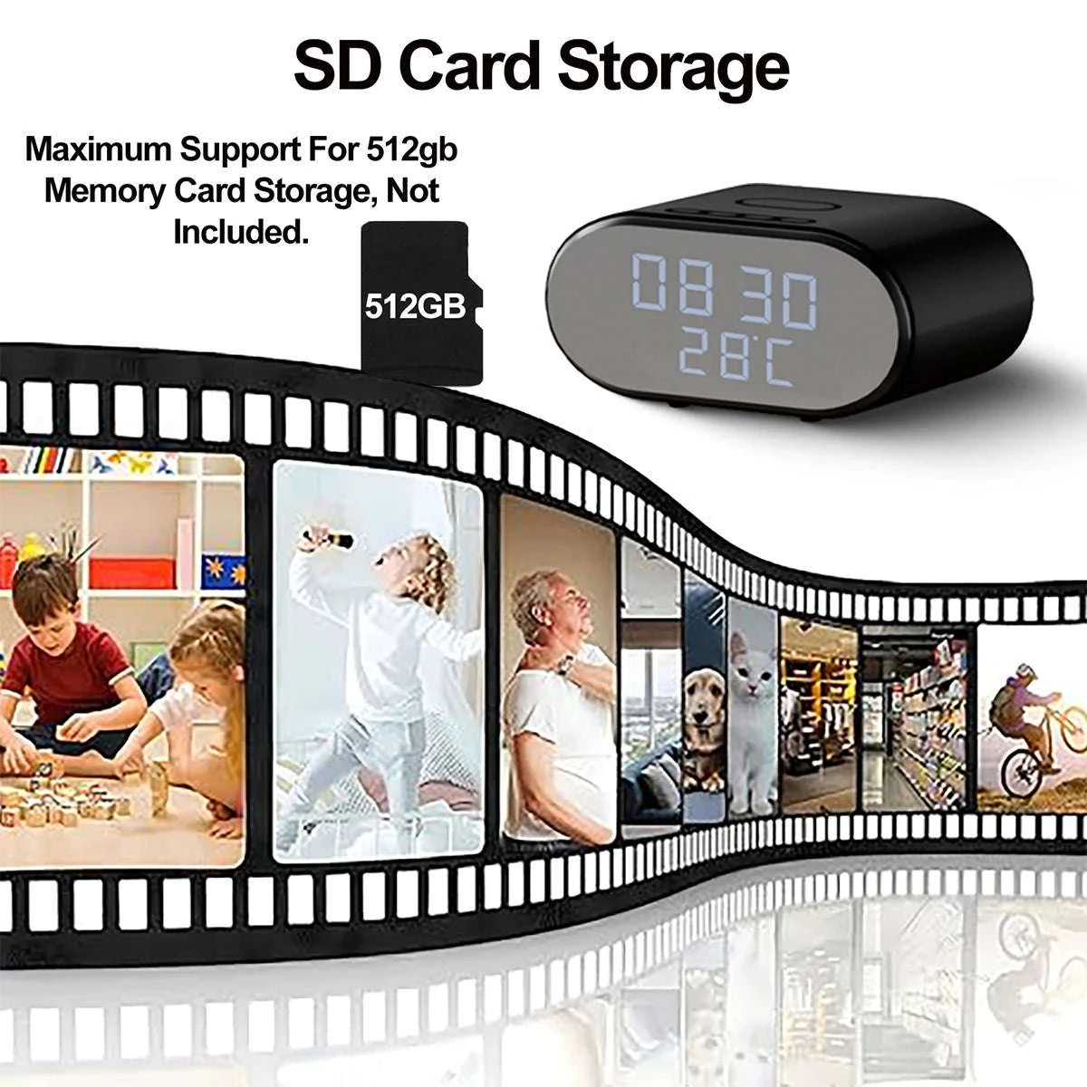 Mini WiFi Security Camera 4K Alarm Clock with Wireless Charging-China Mainland