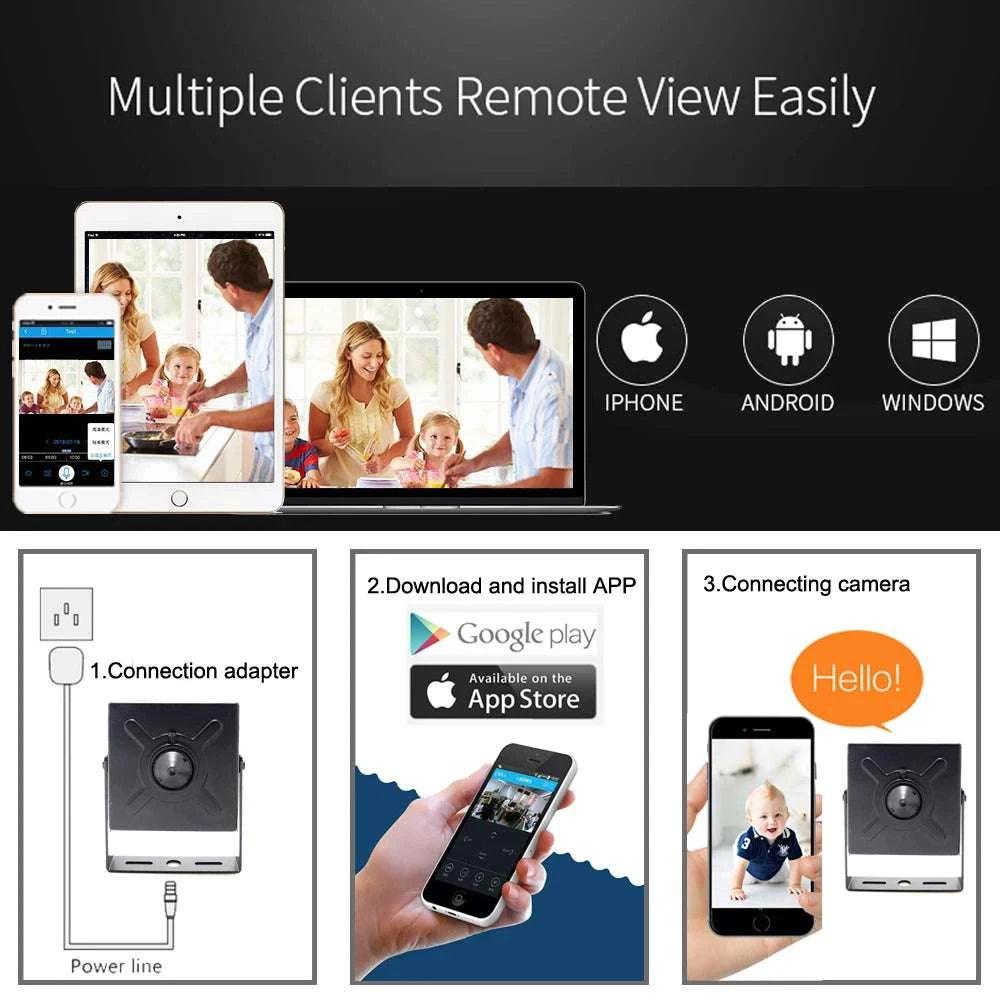 Mini WiFi Security Camera 5MP HD with Motion Detection Audio-1080P Camera Only / EU Plug