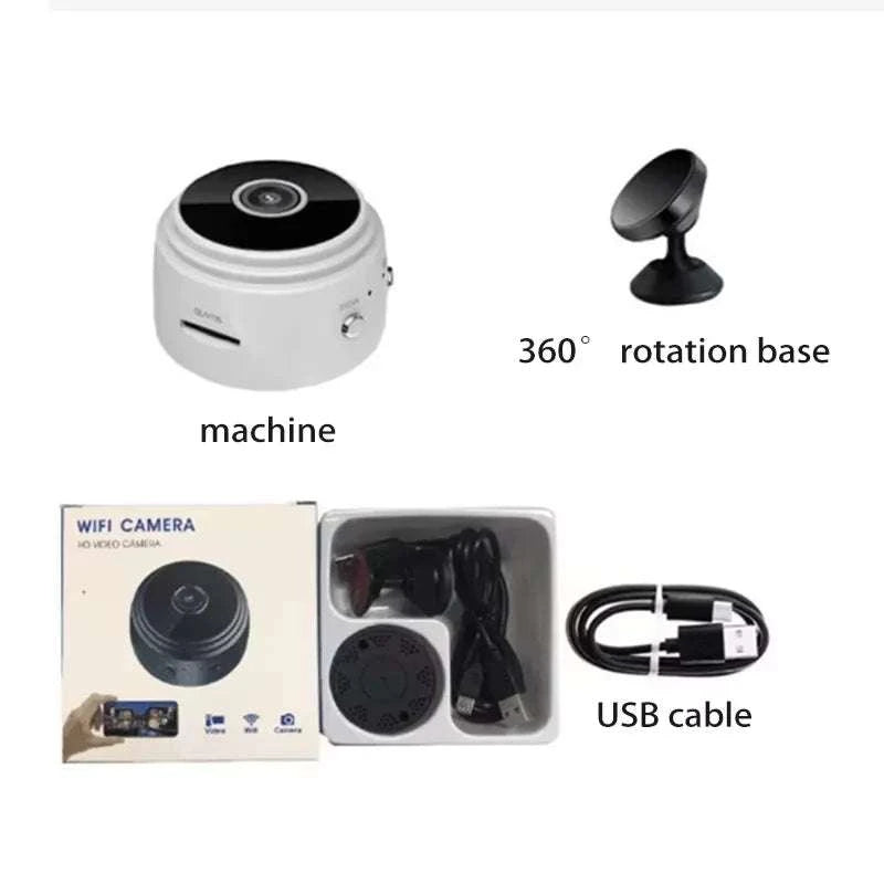 Mini WiFi Security Camera A9 with Night Vision and Motion Alerts-White Set
