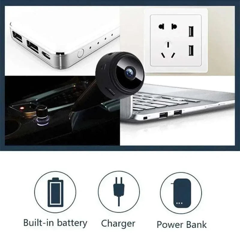 Mini WiFi Security Camera A9 with Night Vision and Motion Alerts-White Set