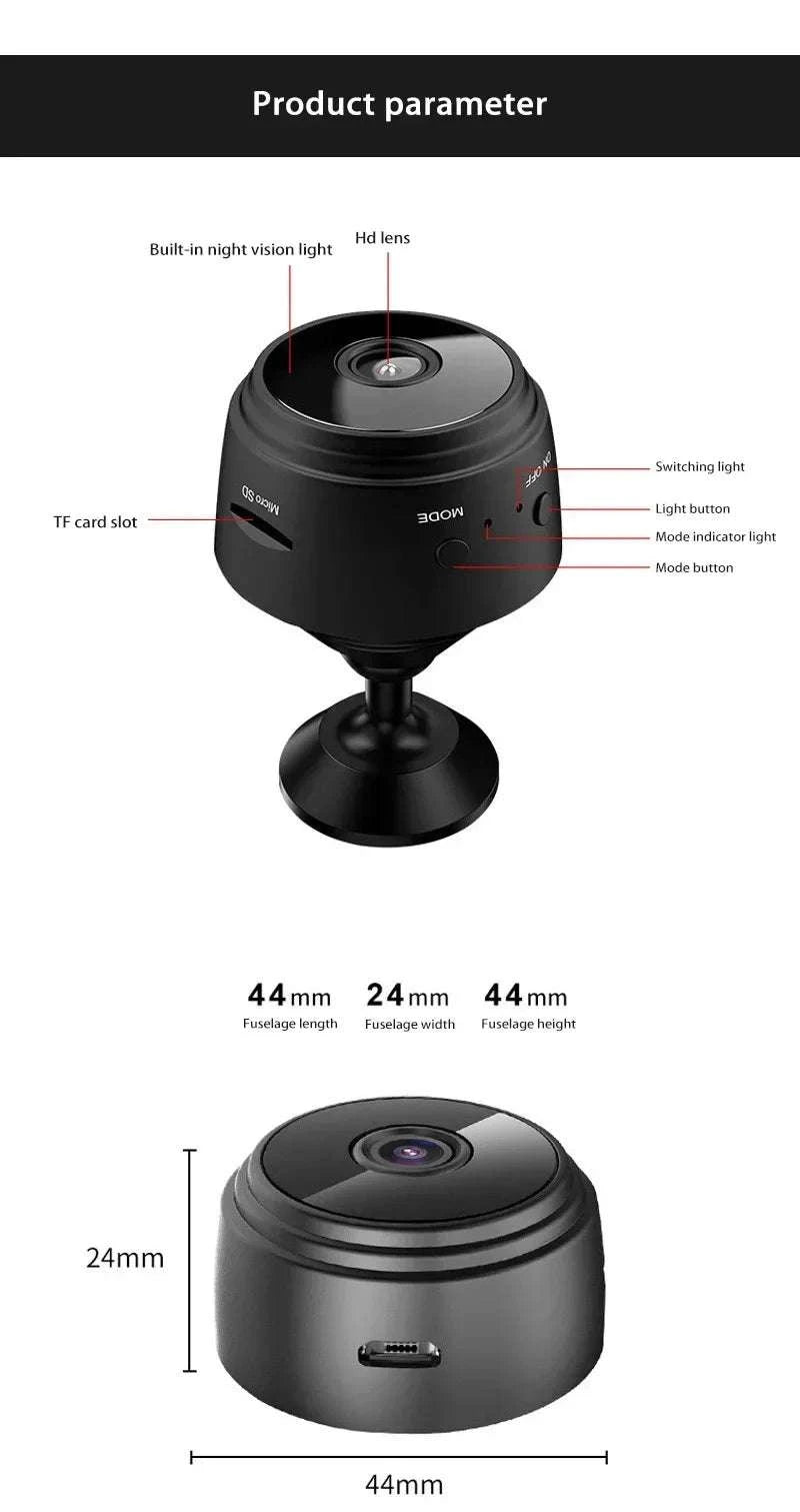 Mini WiFi Security Camera A9 with Night Vision and Motion Alerts-White Set