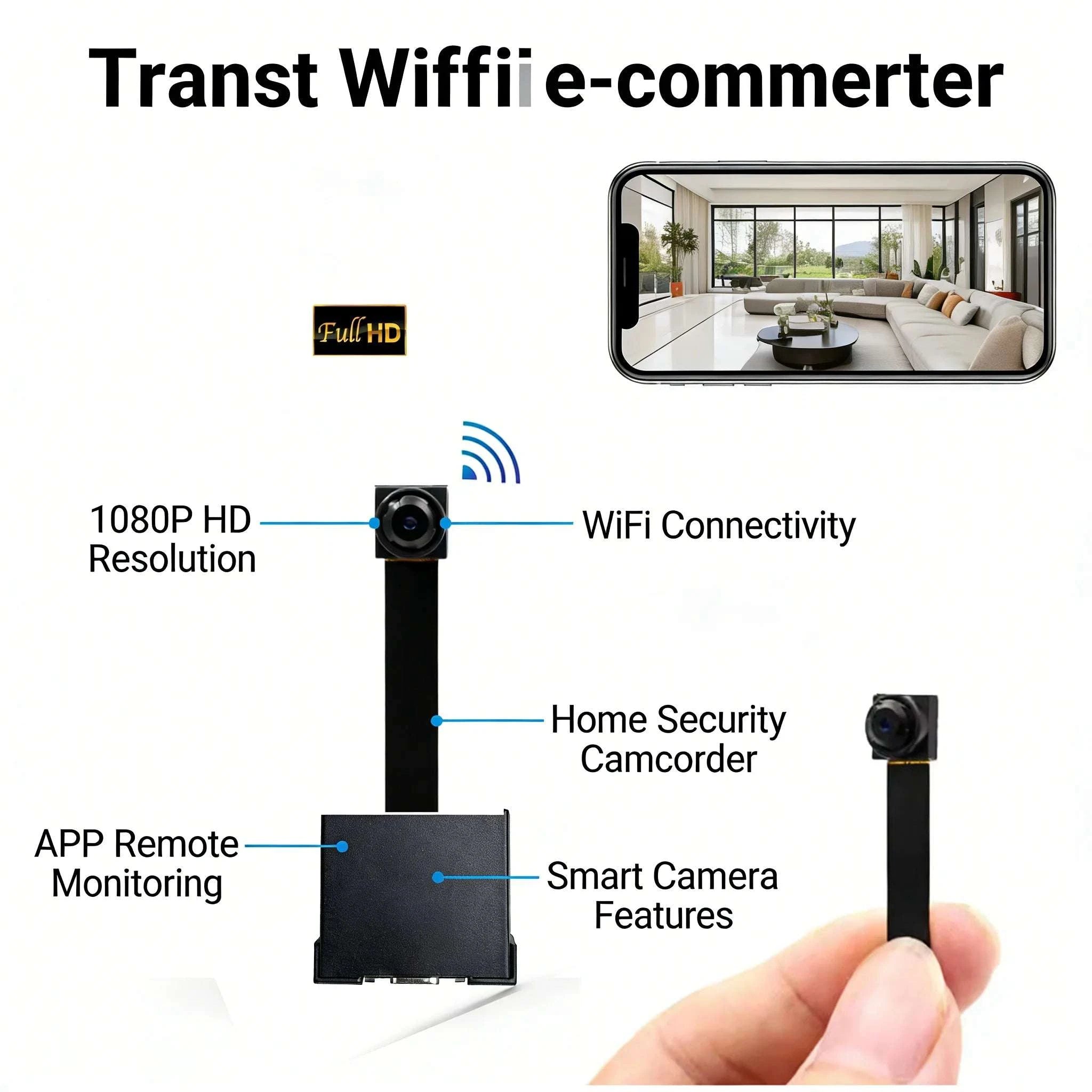 Mini WiFi Security Camera with Motion Detection & Remote Viewing-black / NO SD Card