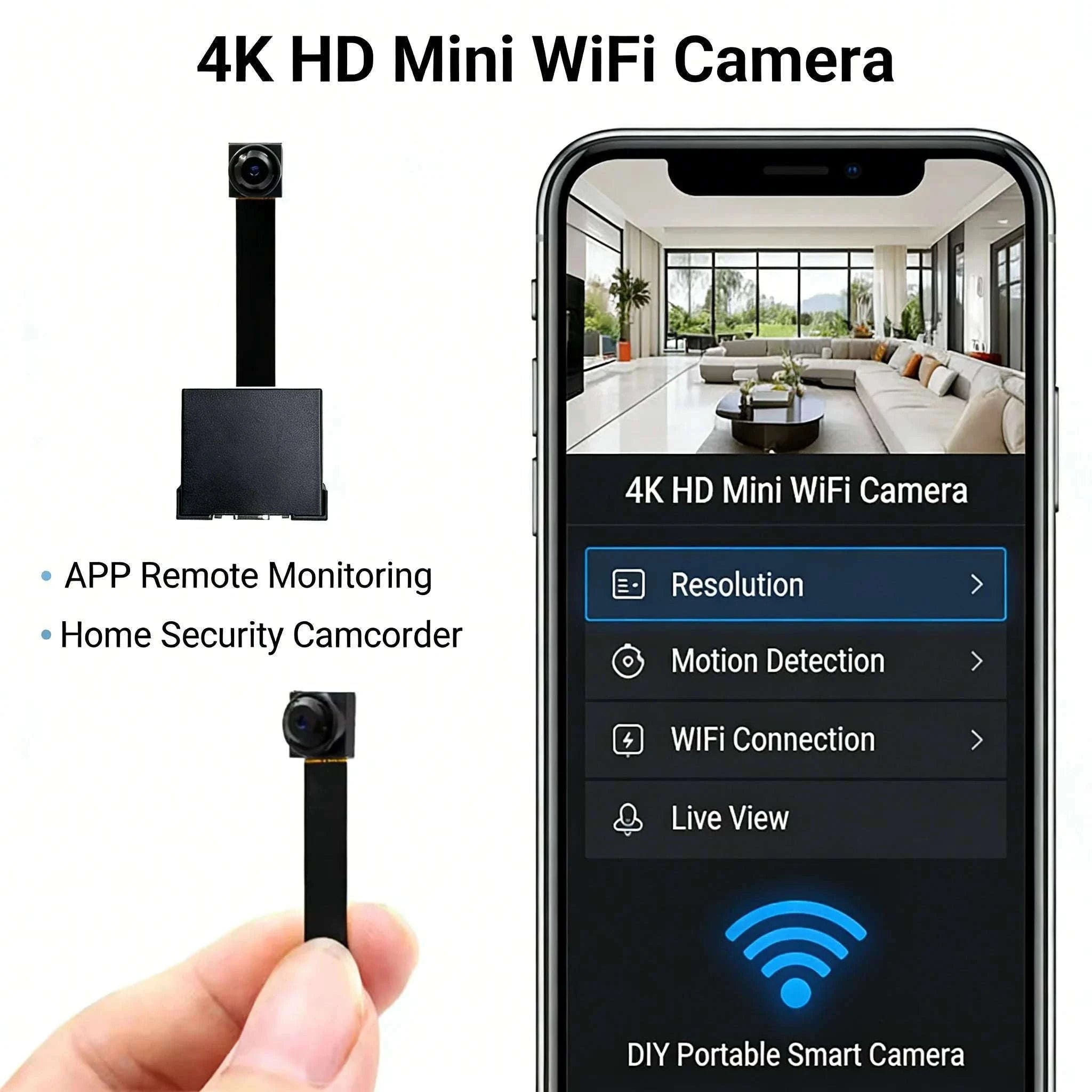 Mini WiFi Security Camera with Motion Detection & Remote Viewing-black / NO SD Card